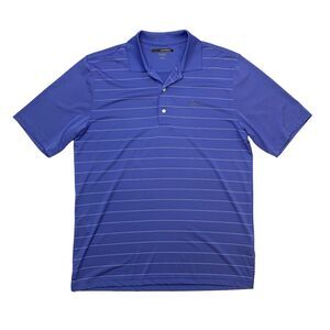 Greg Norman Polo Shirt Mens M Medium Hyacinth Blue Striped PlayDry Performance